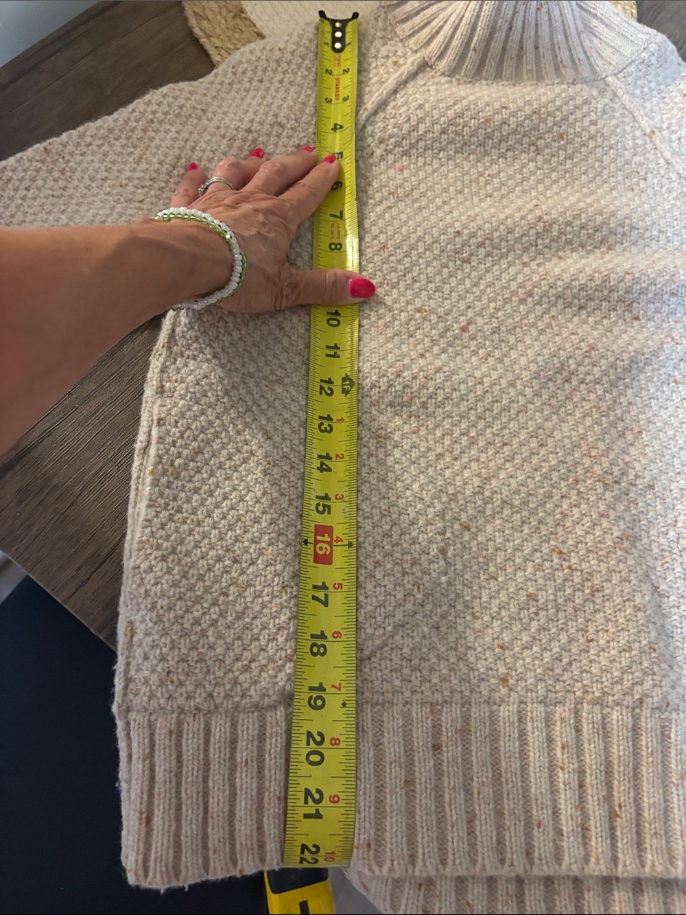 REI Cream Textured Turtleneck Sweater with side pockets - Picture 4 of 8